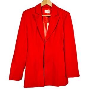 NEW! Club L London Wide Lapel Jacket Clasp Front Red Career Casual - 12